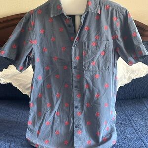 The North Face Blue and Red Casual Button Down Shirt